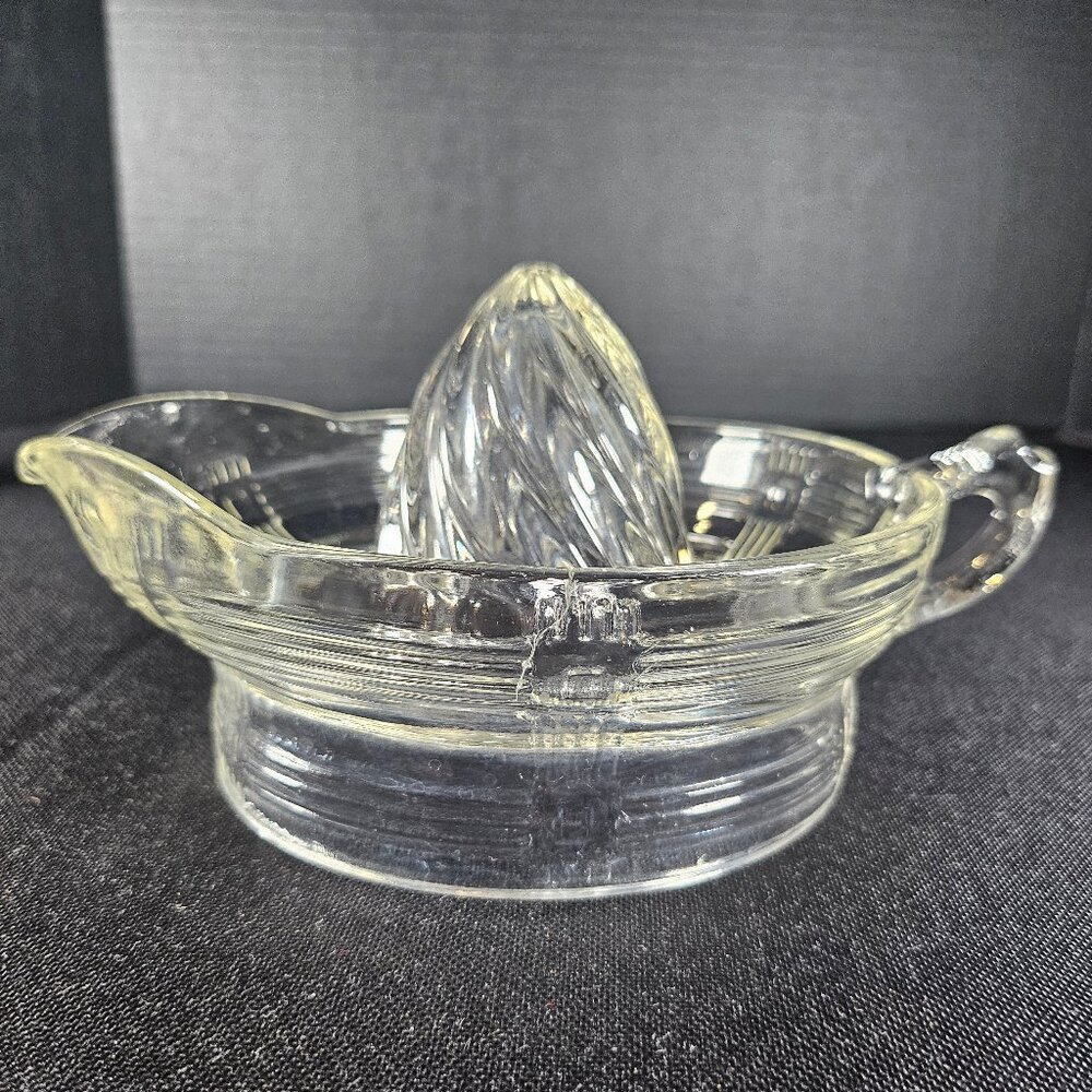 Vintage Hazel Atlas Clear Ribbed Crisscross Depression Glass Large Juicer